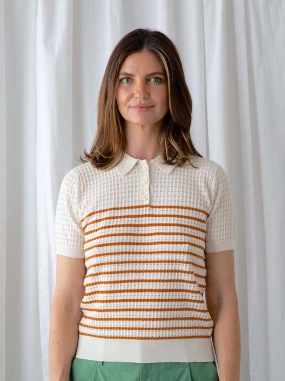 Demylee Nastia Top Knit Polo Top Small